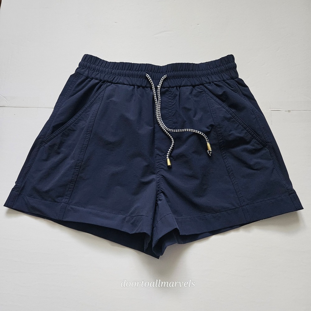 J. Crew Women XS Eco Paddle Shorts Drawstring Navy Blue Preppy Coastal